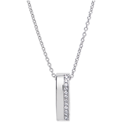 Pendentif Cartoucha - or blanc 18 carats et diamants