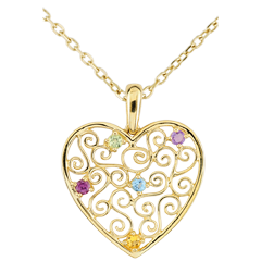 Pendentif Coeur Dentelle - or jaune 9 carats