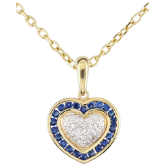 Pendentif Coeur Marquise - or blanc et or jaune 9 carats
