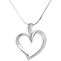 Pendentif Coeur or blanc 18 carats Arty - 10 diamants