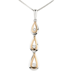 Pendentif Goutte de rosée variation - or blanc et or rose 18 carats