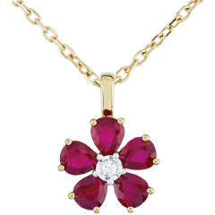 Pendentif Maria Flora - rubis - or jaune 9 carats