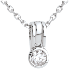 Pendentif mousqueton diamant - or blanc 18 carats - 0.21 carat