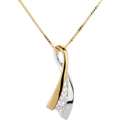 Pendentif noeud illusion deux ors - or blanc et or jaune 18 carats