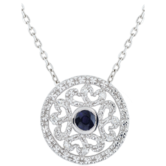 Pendentif or blanc 9 carats Kiona - diamants et saphir