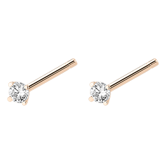 Pendientes de diamantes Frescura - Mini Resplandor - pulgas de oro rosa de 9 quilates y diamantes