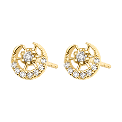 Pendientes tipo botón Auralis – Oro amarillo de 9 quilates y diamantes sintéticos