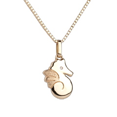 Bel hippocampe - grand modèle - or jaune 9 carats