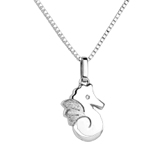 Beautiful seahorse - large model - white gold - 9 carat