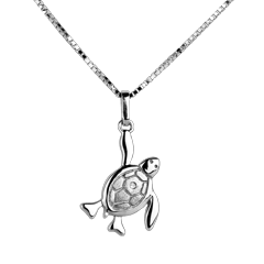 Baby turtle - large - white gold - 9 carat