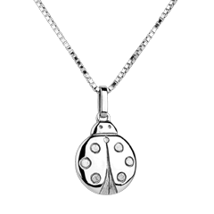 Coccinella - modello grande - Oro bianco - 9 carati - Diamante