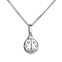 Coccinella - modello piccolo - Oro bianco - 18 carati - Diamante