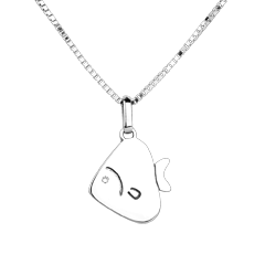 Dolce pesciolino - modello grande - Oro bianco - 18 carati - Diamante