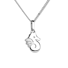 Bel cavalluccio marino - modello piccolo - Oro bianco - 18 carati - Diamante