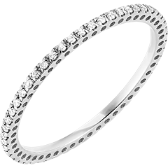 Obrączka Iskra - 18 karatowe białe złoto i diamenty