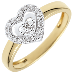 Bague Coeur Paris - deux ors - or blanc et or jaune 9 carats