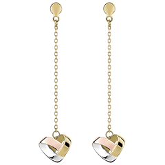 Boucles d'oreilles Pendantes Cœur Pliage 3 ors 18 carats