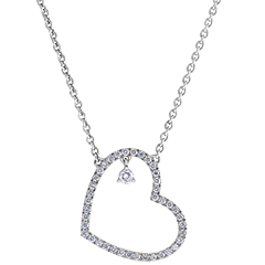 Collier Précieux Secret - Cœur Penché - or blanc 18 carats et diamants