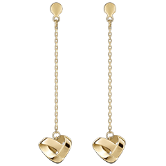 Boucles d'oreilles Pendantes Cœur Pliage Or Jaune 9 carats