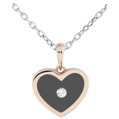 Pendentif Coeur Magique - or blanc et or rose 18 carats