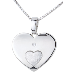 Pendentif Coeurs unis or blanc 18 carats