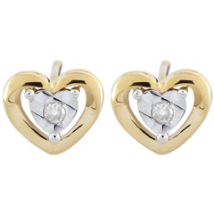 Boucles d'oreilles Petits coeurs - or jaune 9 carats