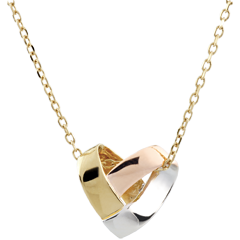 Necklace Folding Heart - 3 golds - 18 carat