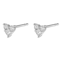 Boucles d'Oreilles Puces Précieux Secret - Lovely - or blanc 9 carats et diamants 