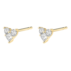 Boucles d'Oreilles Puces Précieux Secret - Lovely - or jaune 18 carats et diamants 