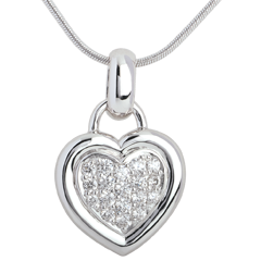Pendentif coeur pavé or blanc 18 carats - 0.41 carat - 18 diamants