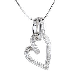 Pendentif Coeur Chaviré - 0.31 carats - 52 diamants - or blanc 18 carats