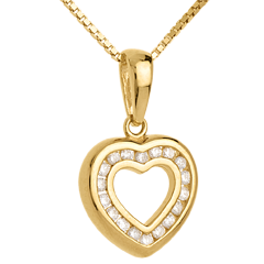 Pendentif coeur en abyme - or jaune 18 carats pavé - 0.25 carat - 18 diamants
