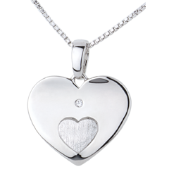 Pendant Hearts Together - White gold