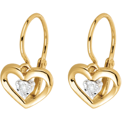 Yellow Gold and Diamond My Love Earrings