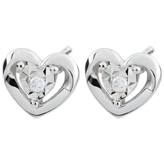 Boucles d'oreilles Petits coeurs - or blanc 9 carats
