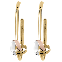 Folding Heart Hoops Earrings - 3 golds