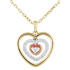 Tri-gold Orma Heart Necklace - 0.1 carat - 18 carats