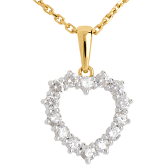 Laced heart pendant with diamonds - 0.9 carat - 14 diamonds