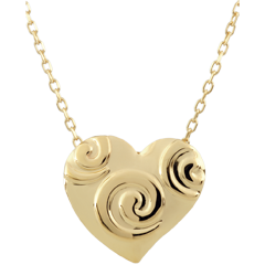 Collar Corazón Espirales - oro amarillo 9 quilates