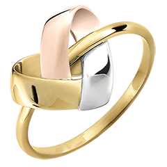 Anillo Corazón Plegado - 3 oros de 9 quilates