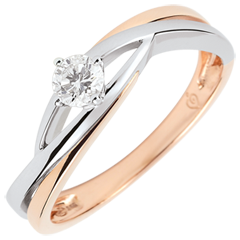 Precious Nest Solitaire - Dova - 0.15 carat diamond - white and pink gold 9 carats