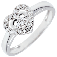 Anello Cuore Parigi - Oro bianco - 9 carati - 21 Diamanti