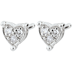 Orecchini Cuore Romy - Oro bianco - 9 carati - 6 Diamanti