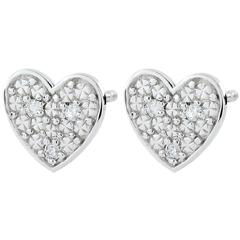 Orecchini Cuore Dita - Oro bianco - 9 carati - 6 Diamanti