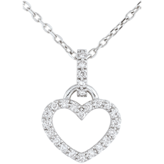 Ciondolo - Cuore incantato - Oro bianco - 9 carati - 25 Diamanti