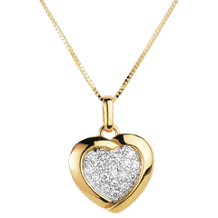 Ciondolo Sweet Heart - Oro giallo e Oro bianco - 18 carati - 18 Diamanti - 0.2 carati