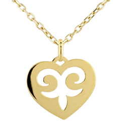 Ciondolo Cuore incantato - Oro giallo - 9 carati
