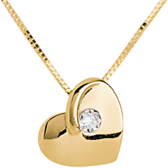 Collana Cuore Smarrito - Oro giallo - 18 carati - 1 Diamante 