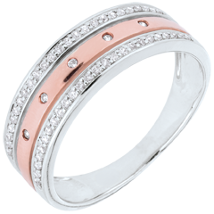 Anillo Hada - Corona de Estrellas - gran modelo - oro rosa y oro blanco 9 quilates
