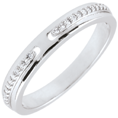 Alianza Promesa - oro blanco 9 quilates y diamantes - pequeño modelo